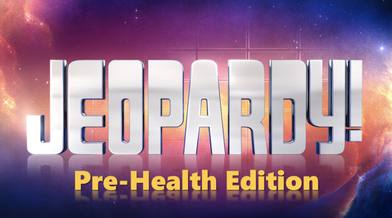 Jeopardy logo with text that says Pre-Health Edition